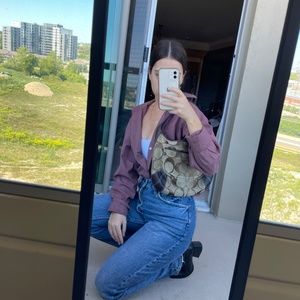 Tan/Brown Coach Signature Y2K Short Strap Hobo Bag